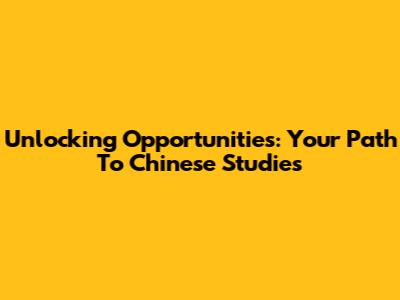 Unlocking Opportunities: Your Path To Chinese Studies