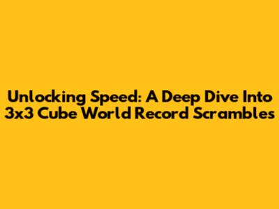 Unlocking Speed: A Deep Dive Into 3x3 Cube World Record Scrambles