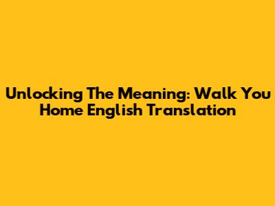 Unlocking The Meaning: 'Walk You Home' English Translation
