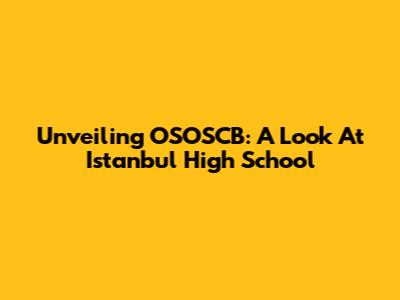 Unveiling OSOSCB: A Look At Istanbul High School