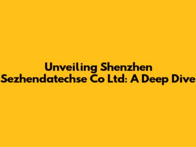 Unveiling Shenzhen Sezhendatechse Co Ltd: A Deep Dive
