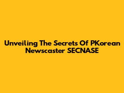 Unveiling The Secrets Of PKorean Newscaster SECNASE