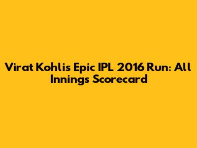 Virat Kohli's Epic IPL 2016 Run: All Innings Scorecard