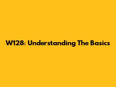 W128: Understanding The Basics