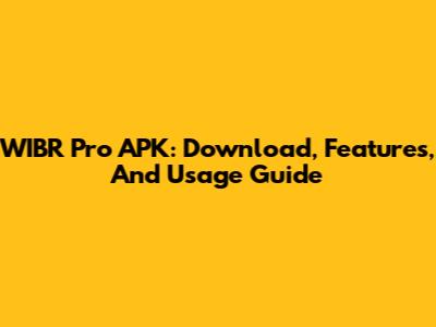 WIBR Pro APK: Download, Features, And Usage Guide