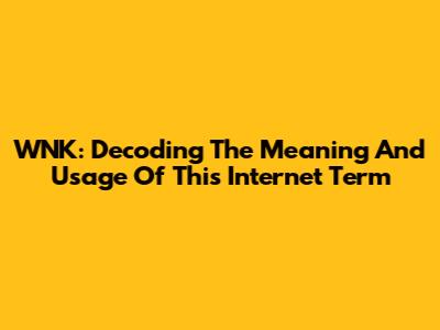 WNK: Decoding The Meaning And Usage Of This Internet Term
