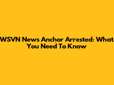 WSVN News Anchor Arrested: What You Need To Know