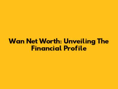 Wan Net Worth: Unveiling The Financial Profile