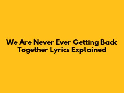 We Are Never Ever Getting Back Together Lyrics Explained