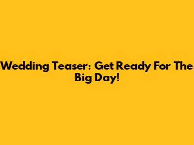 Wedding Teaser: Get Ready For The Big Day!