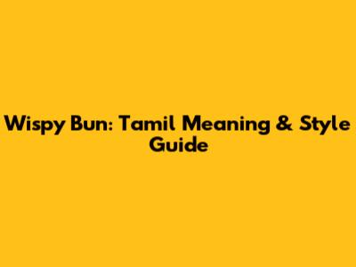 Wispy Bun: Tamil Meaning & Style Guide