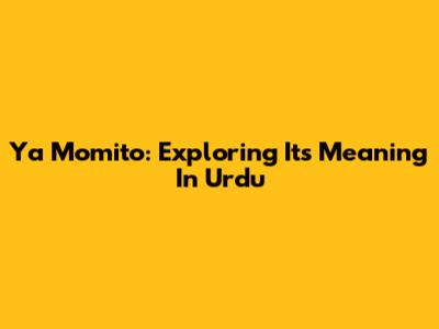 Ya Momito: Exploring Its Meaning In Urdu