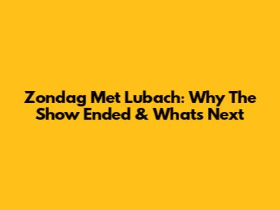 Zondag Met Lubach: Why The Show Ended & What's Next